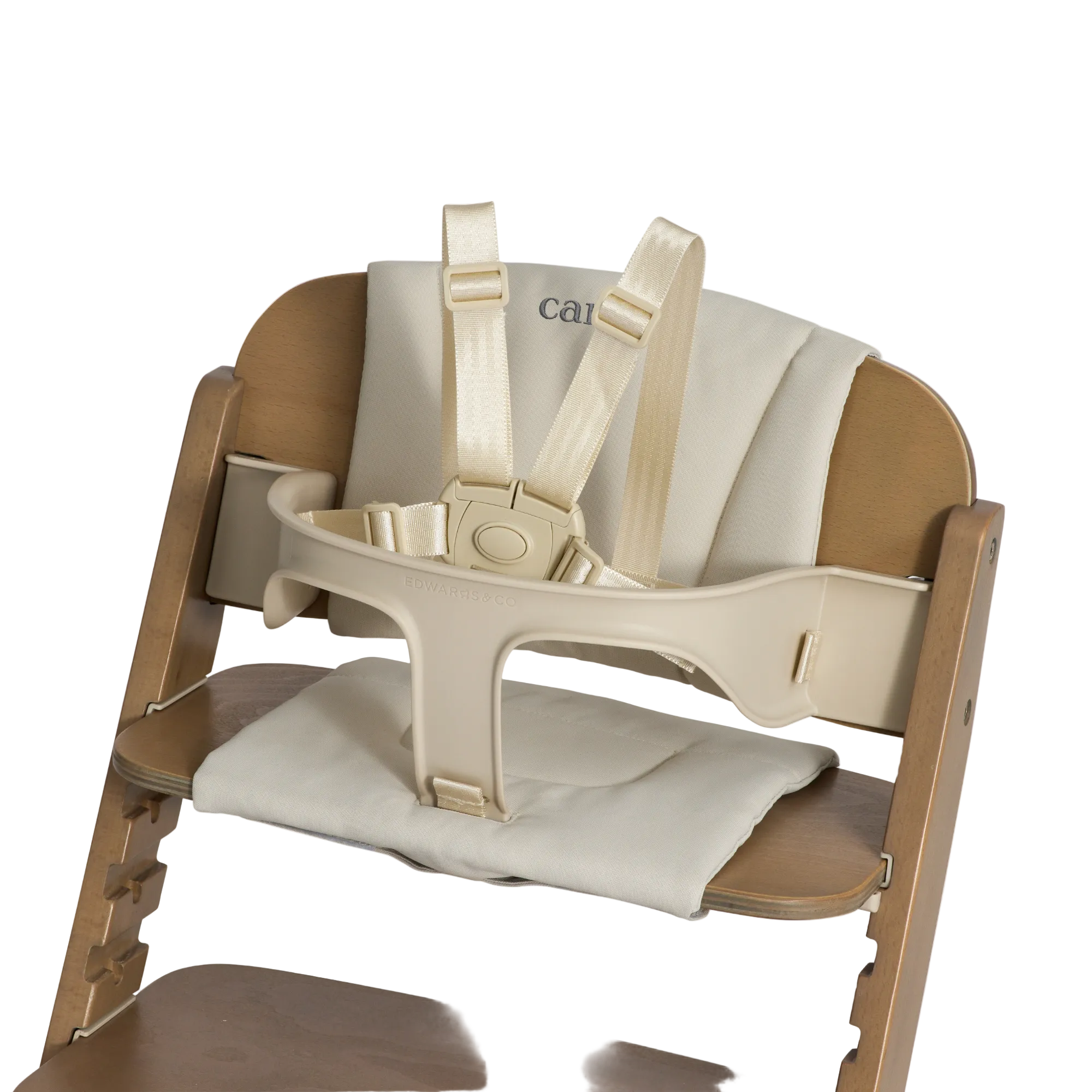 Close-up of Frankie Highchair in walnut colour