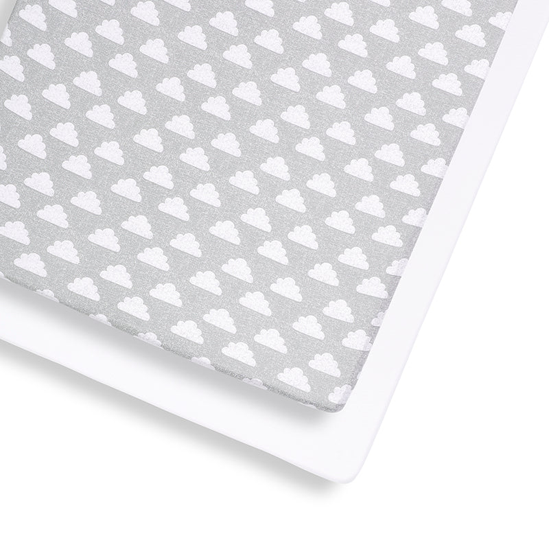 SnuzKot Cloud Nine with white cloud pattern on a white background