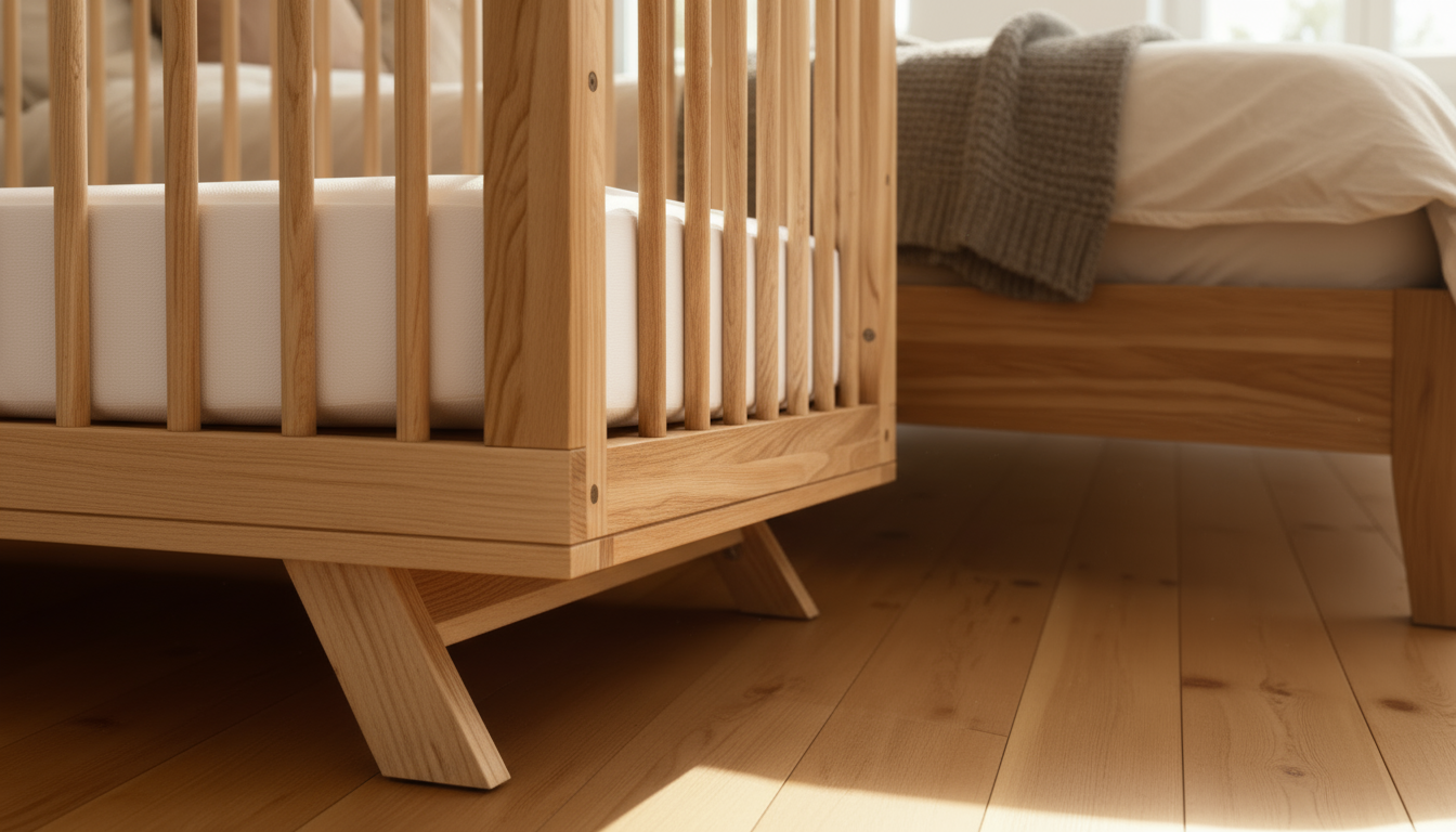 MacKenzie Cot in a room with wooden floor and bed